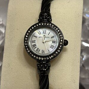 Anne Kein Black Enamel Bracelet Watch